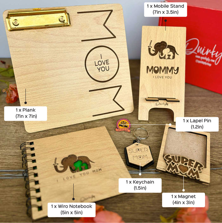 Photo Personalized "I Love You Mom" Hamper For Mothers | Set of 6