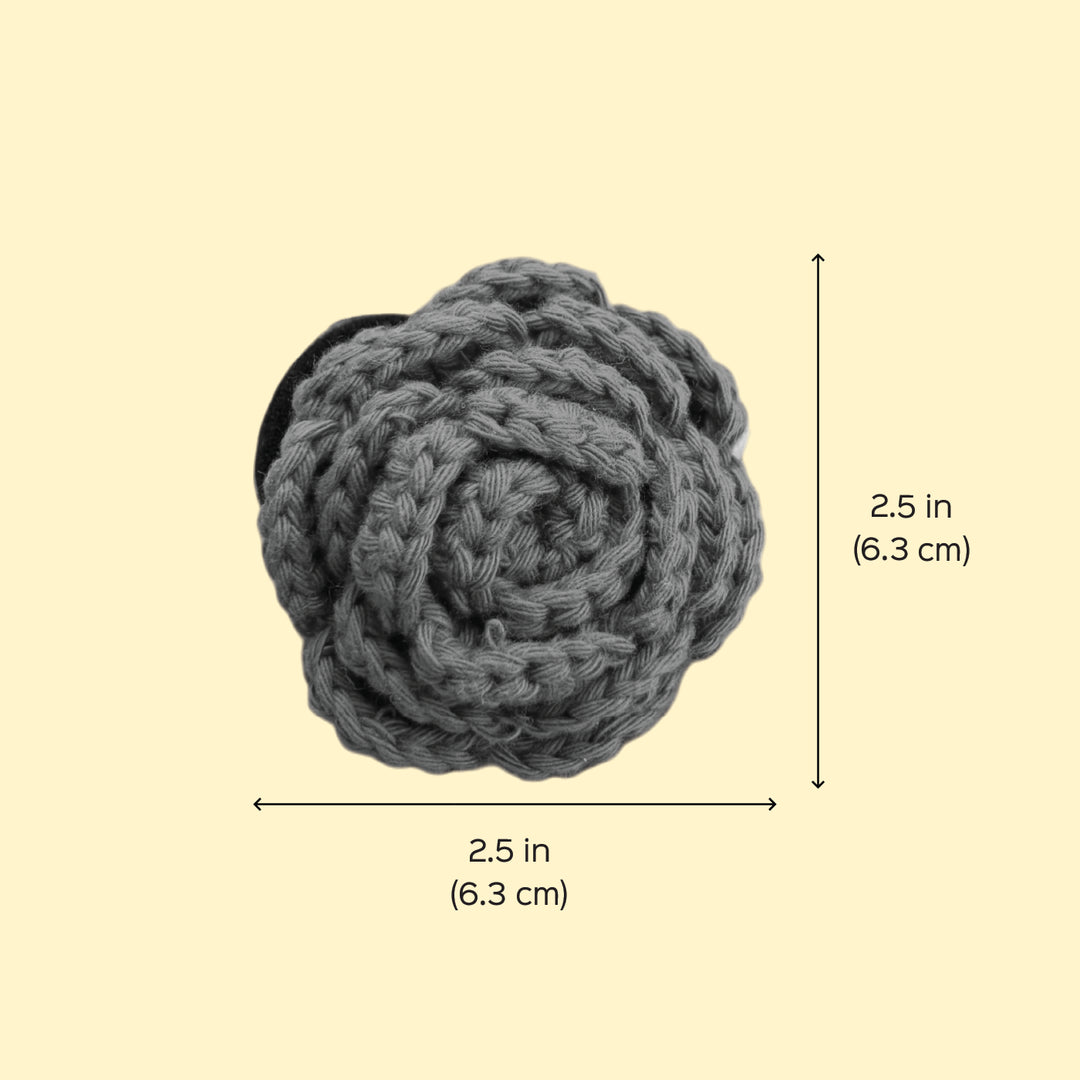 Handmade Crochet Rose Design Cotton Hair Tie