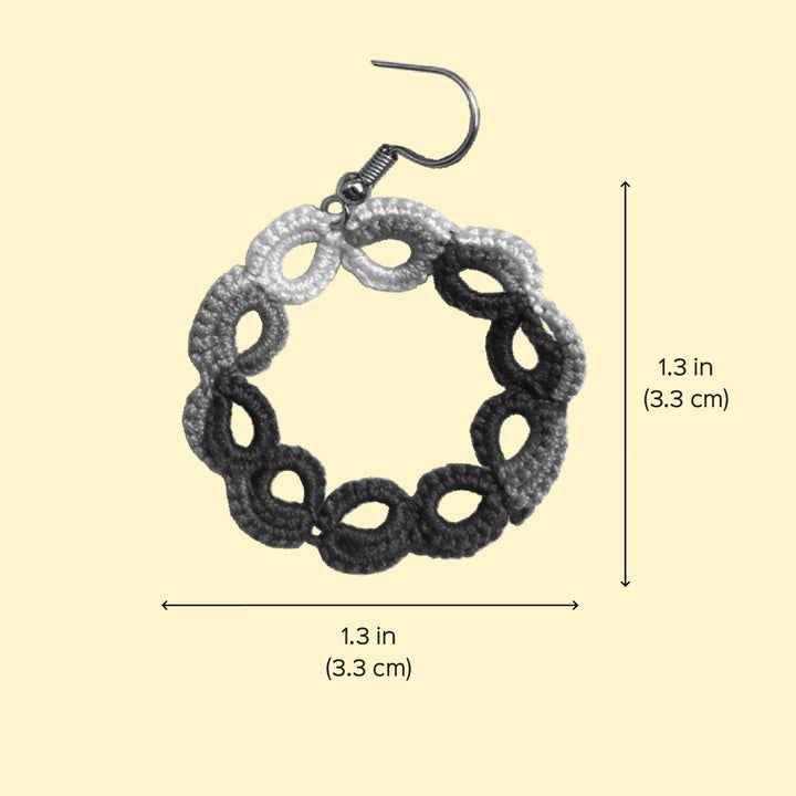 Handmade Tatting Blue Hoop Style Cotton Earrings