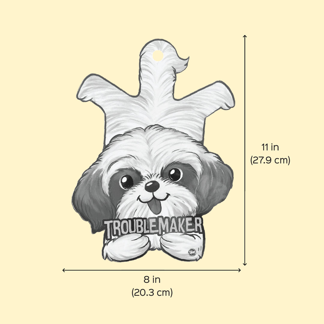 Printed Shih Tzu Theme "Troublemaker" MDF Wood Wall Decor