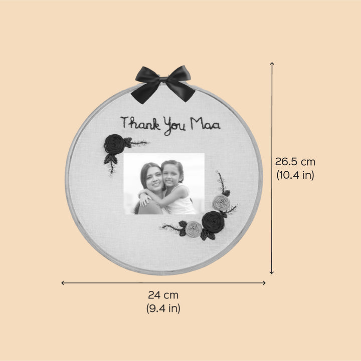 Photo Personalized Handmade Embroidered Mom Theme Wooden Wall Hoop