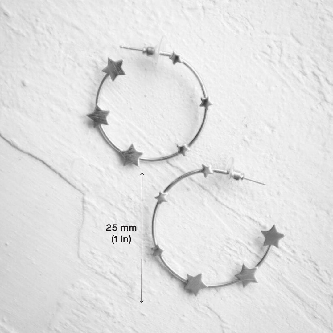 Modern In To The Stars Hoop Design Earrings | 18K Gold Dipped