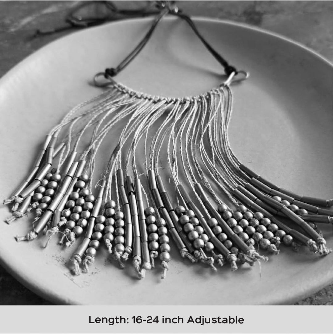 Handmade Jute Thread Bar Necklace