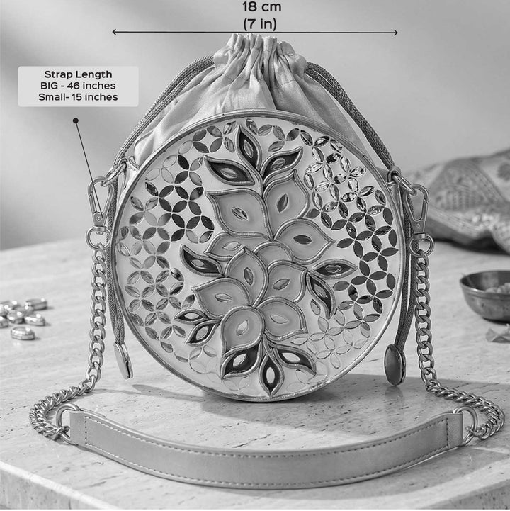 Handcrafted Round Gulzaar Lippan Art Potli Sling Bag