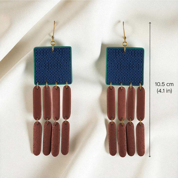 Handmade Polymer Clay Karumughil Chandelier Design Earrings