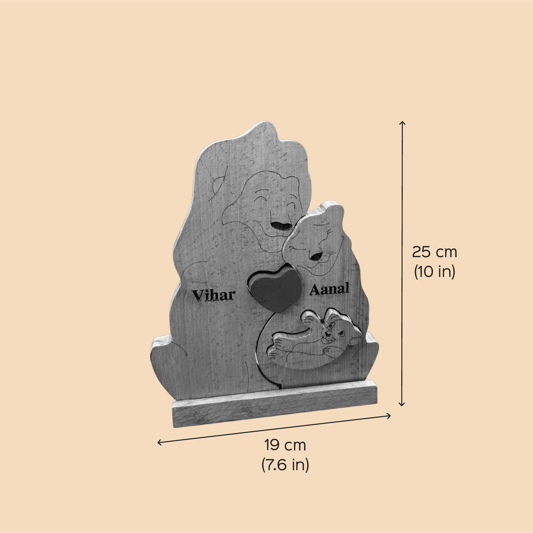 Personalized Mom To Be Lion Family Wooden Figurine