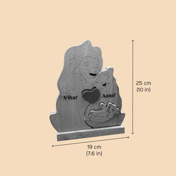 Personalized Mom To Be Lion Family Wooden Figurine