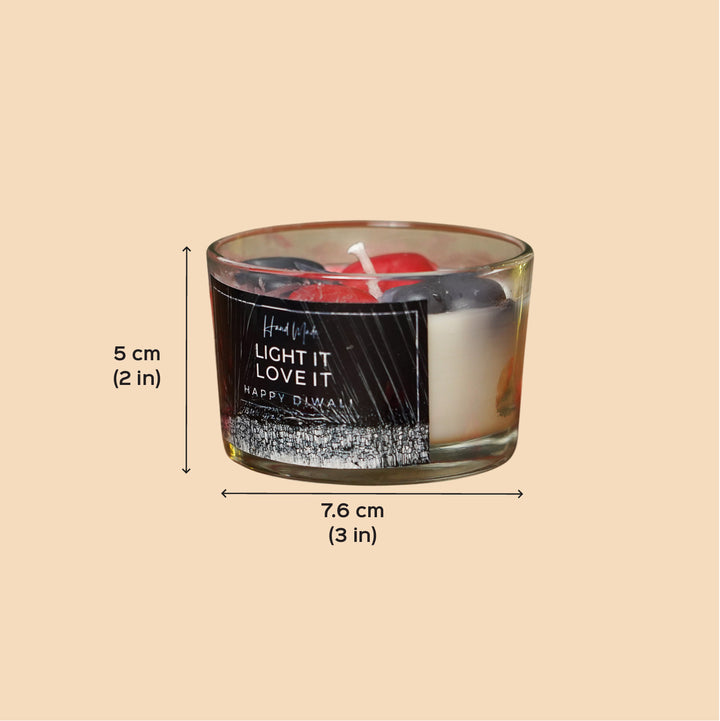 Handmade Teen Patti Honey Suckle Peach Glass Scented Candle | Set Of 2