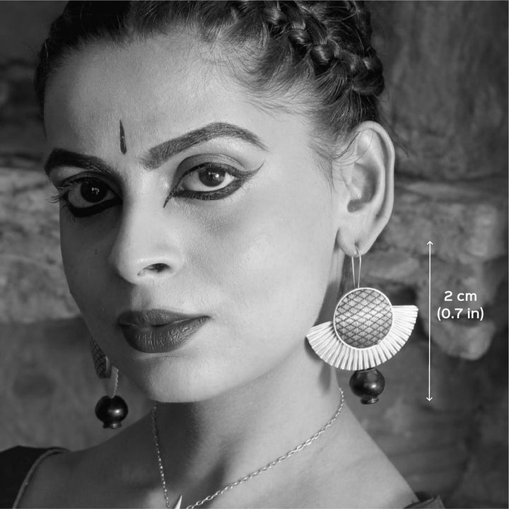 Contemporary Handmade Beige Zari Drapping With Pot Earrings | 22K Gold Plated