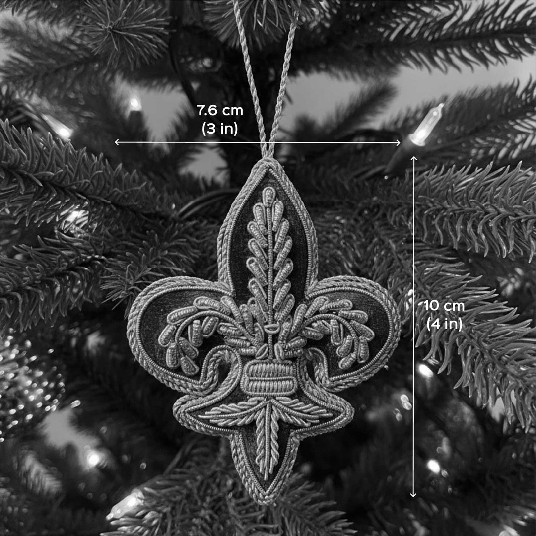 Fleur De Lis Purple Premium Zardozi Ornament
