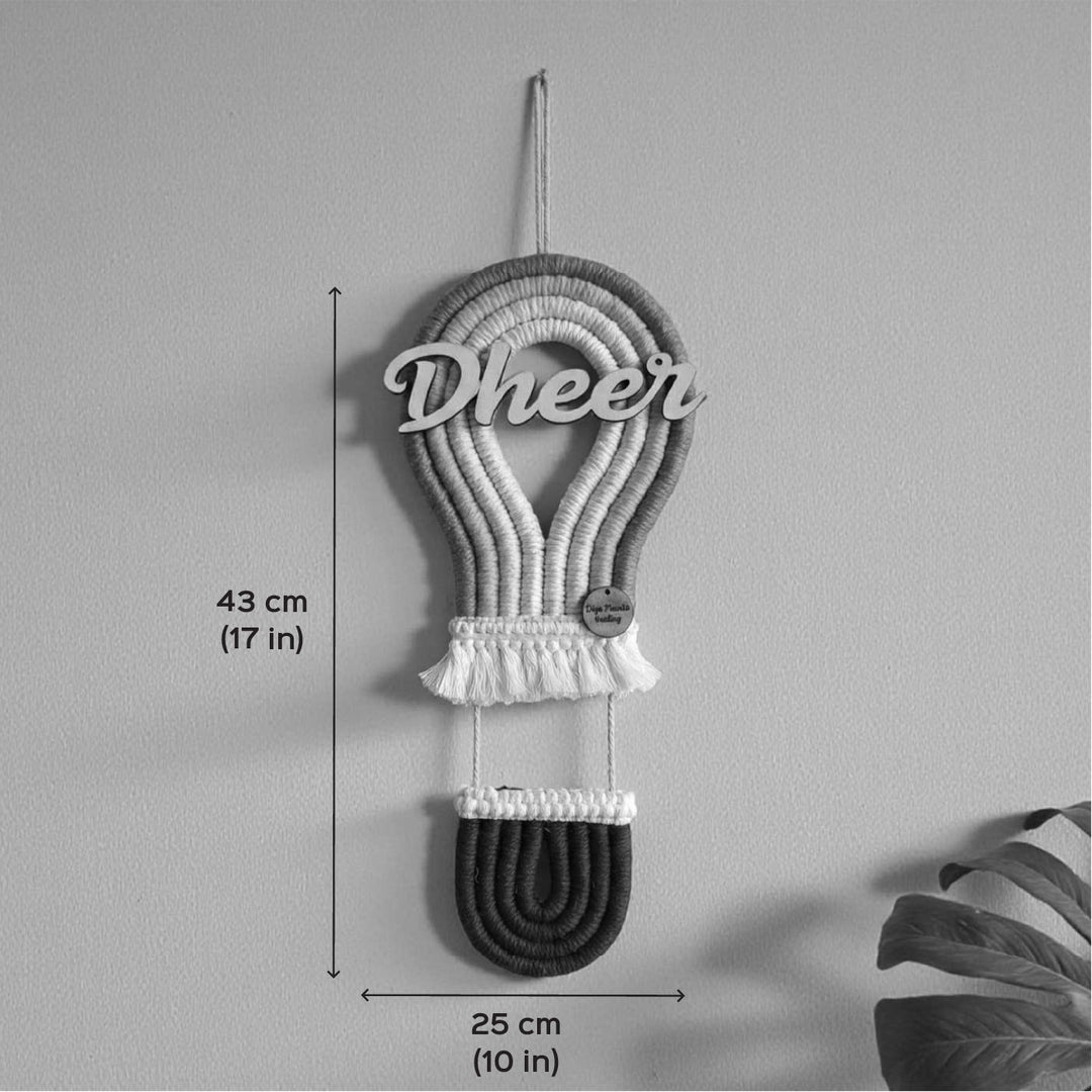 Personalized Macrame Hot Air Balloon Theme Kids Name Plate