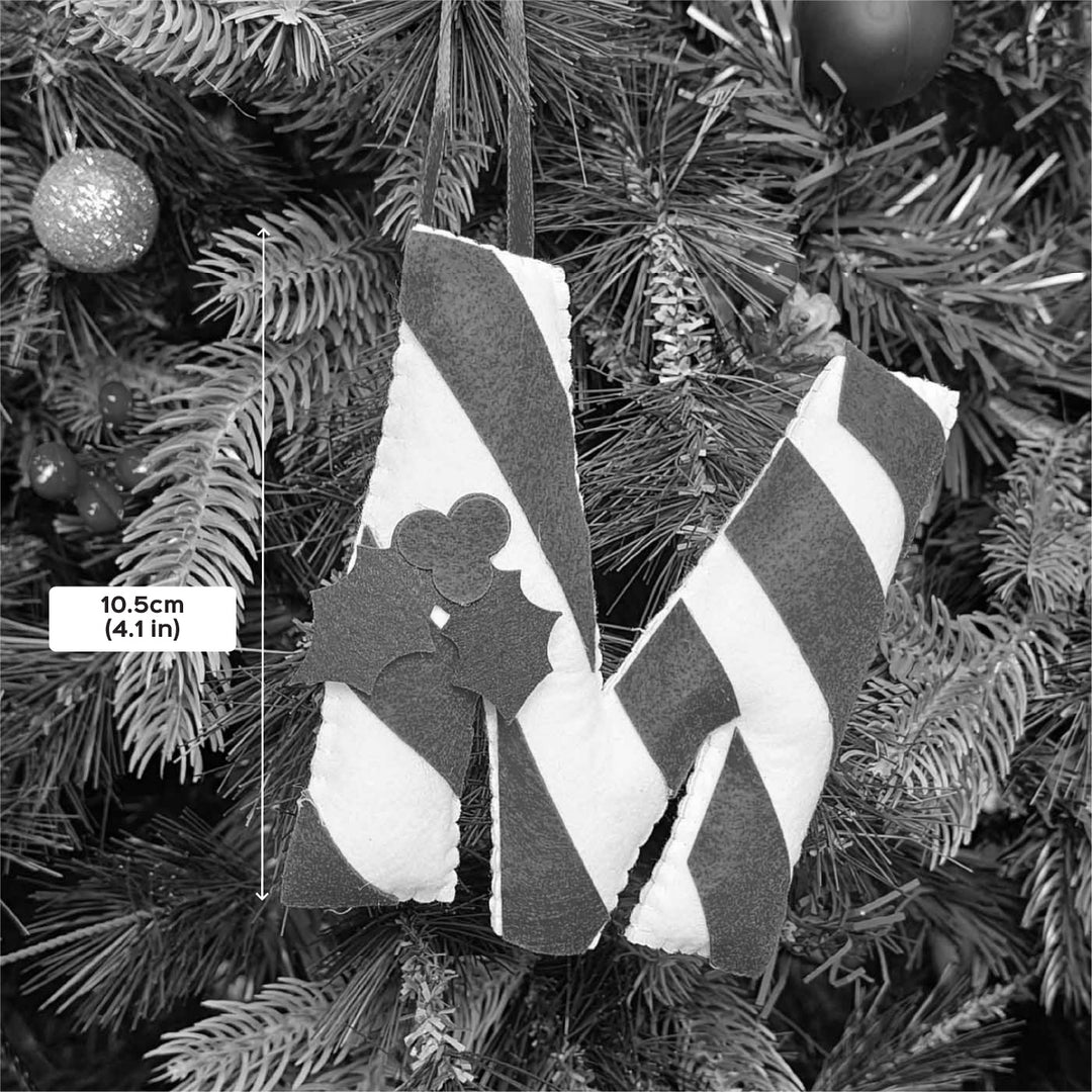 Personalized Handmade Candy Cane Monogram Felt Ornament