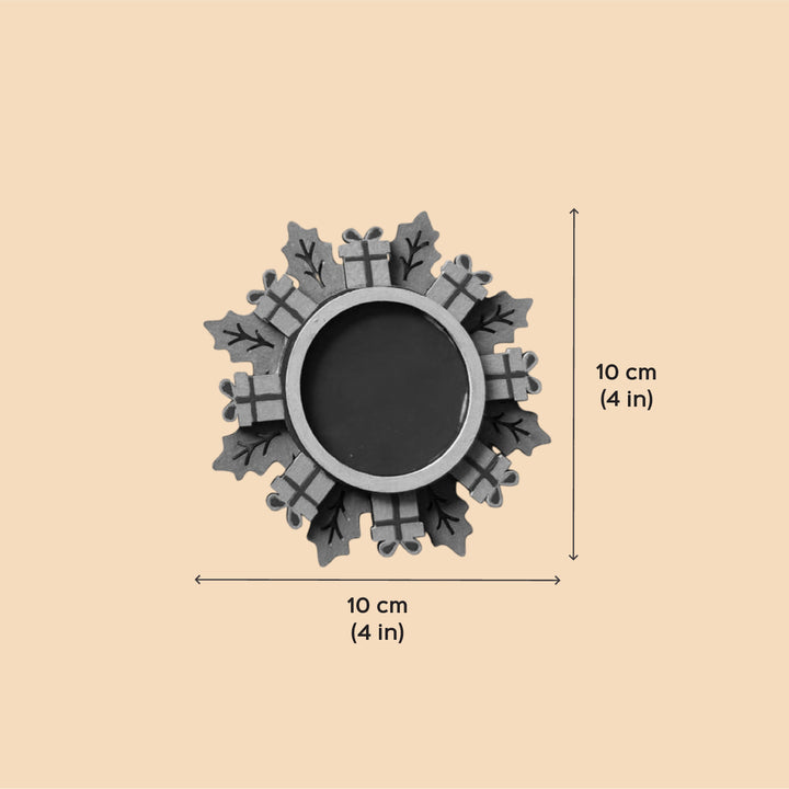 Hand-Painted Bell Theme Wooden Tealight Holder For Christmas Decoration