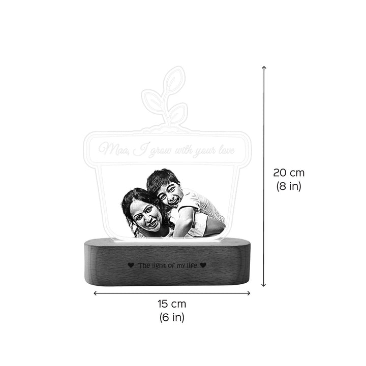 Photo Personalized "Maa I Grow With Your Love" Engraved Acrylic Lamp For Mothers