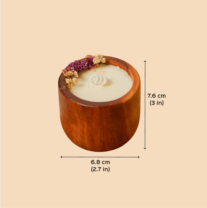 Handmade Teak Wood Fragrance Jar Wooden Scented Candle