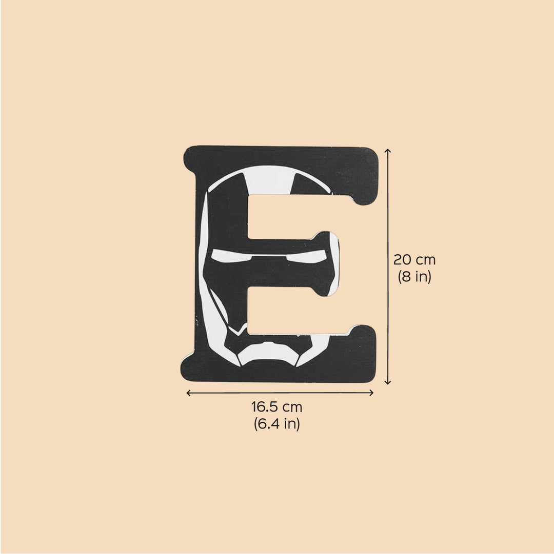 Handmade Iron Man Theme MDF Wood 3D Wall Letter For Kids - E