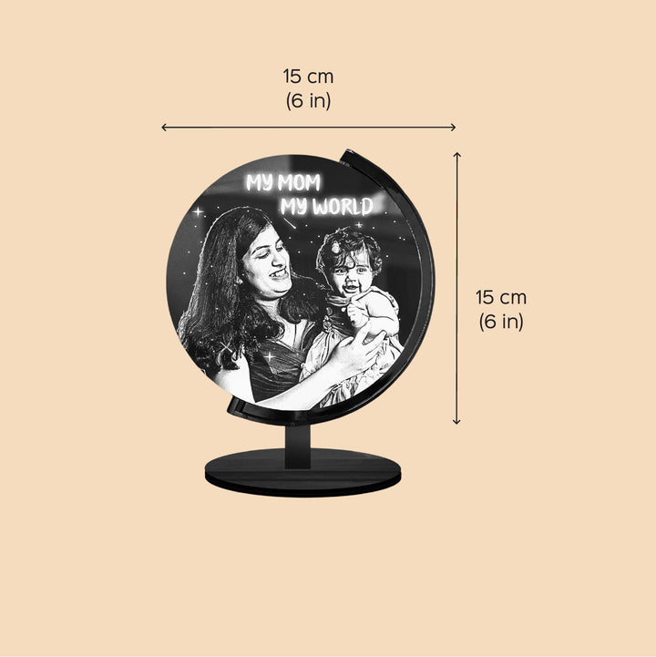 Photo Personalized "My Mom My World" Engraved Acrylic Lamp For Mothers