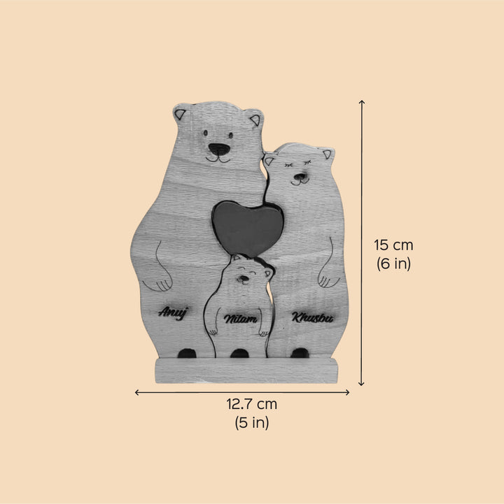 Personalized Bear Family Of 3 Wooden Figurine