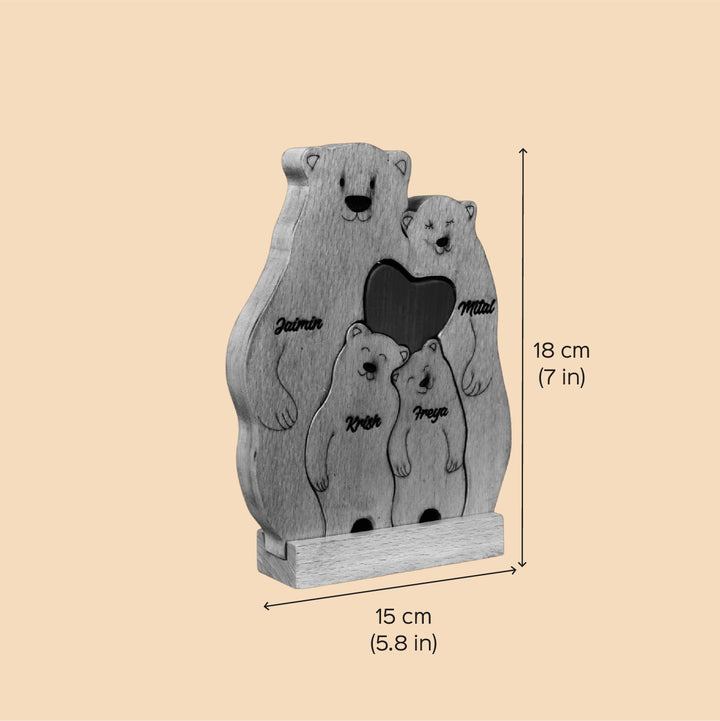 Personalized Bear Family Of 4 Wooden Figurine