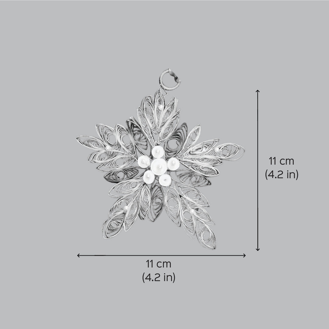 Handmade Green Mini Snowflake Paper Quilling Ornament For Christmas Tree Decoration