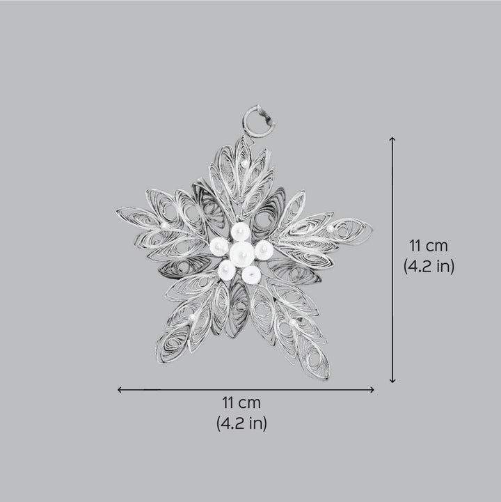 Handmade Green Mini Snowflake Paper Quilling Ornament For Christmas Tree Decoration