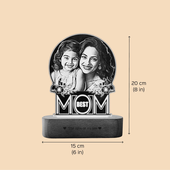 Photo Personalized "Best Mom" Engraved Acrylic Lamp For Mothers