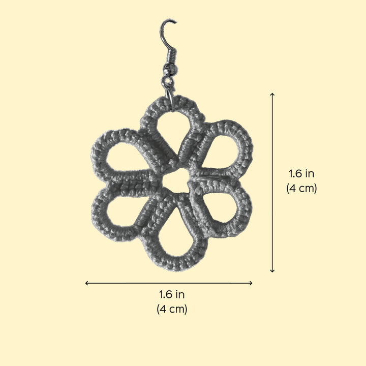 Handmade Tatting Pink Daisy-Inspired Cotton Lace Earrings