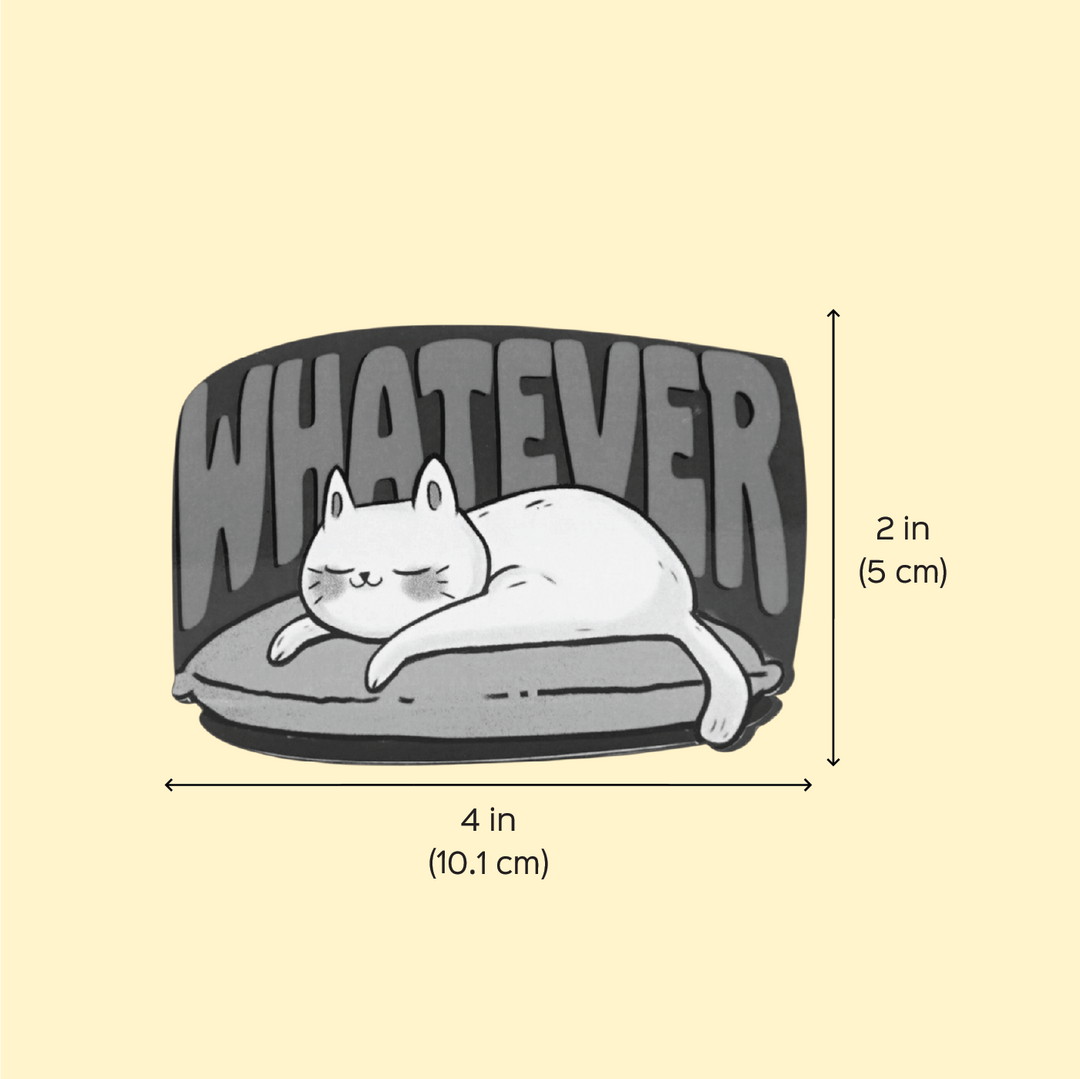 Printed Cat Theme "Whatever" MDF Wood Fridge Magnet