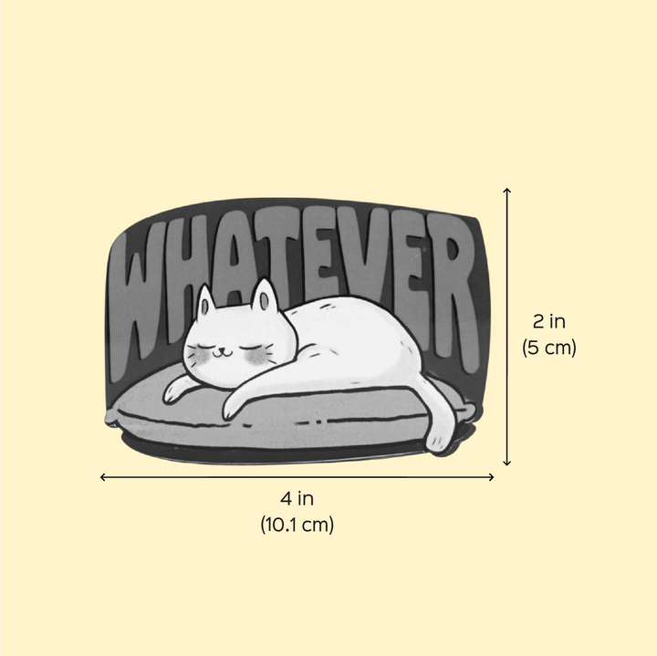 Printed Cat Theme "Whatever" MDF Wood Fridge Magnet