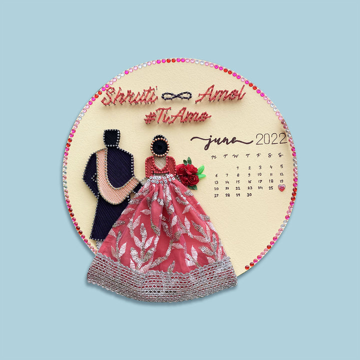 Personalized  Embroidered String Art Wedding Couple Hoop Nameplate