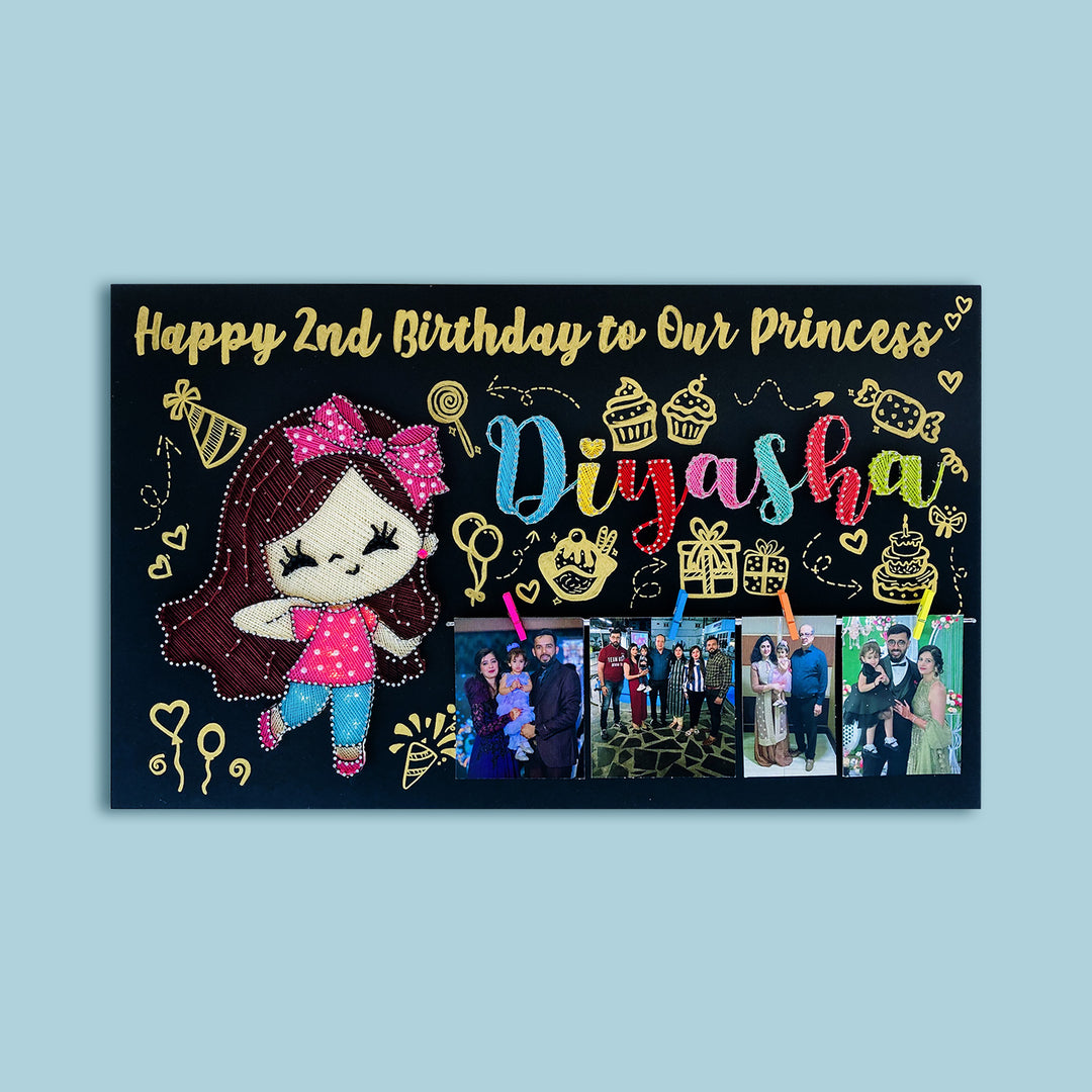 String Art Kids Birthday Theme Personalized Nameplate