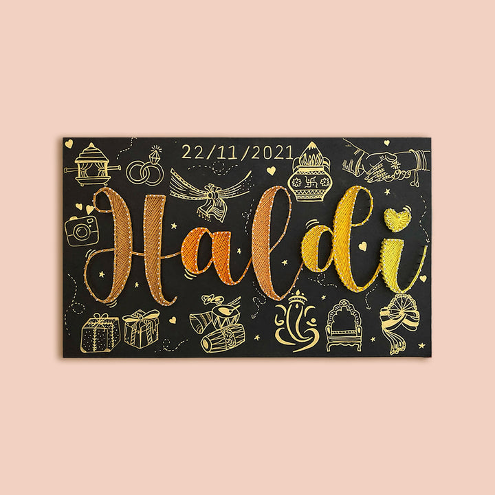 String Art Haldi Theme Personalized Nameplate - Zwende