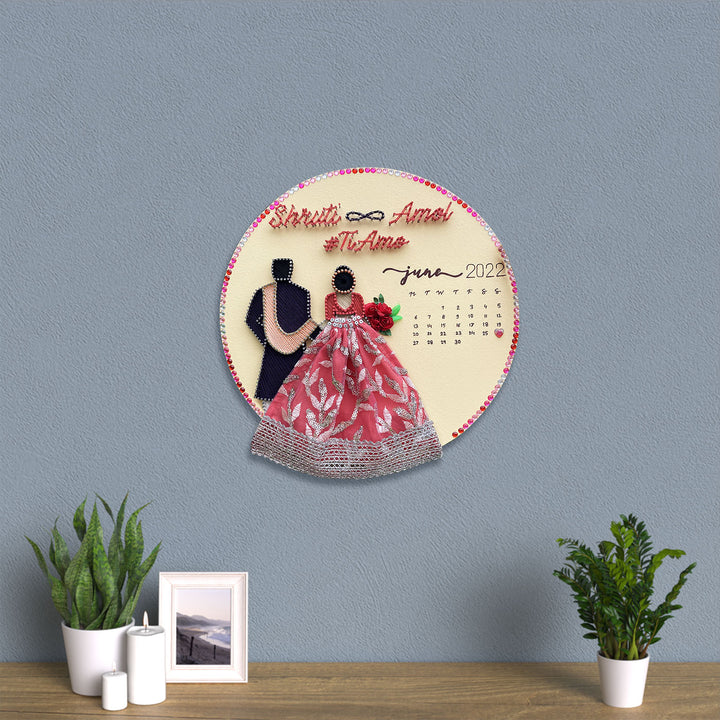 Personalized  Embroidered String Art Wedding Couple Hoop Nameplate