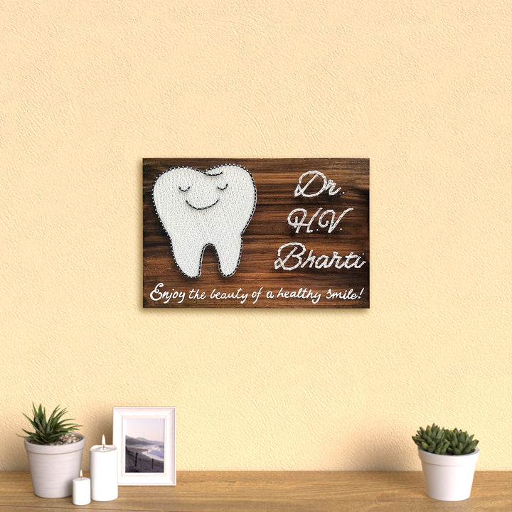 Tooth String Art Personalized Dentist Nameplate