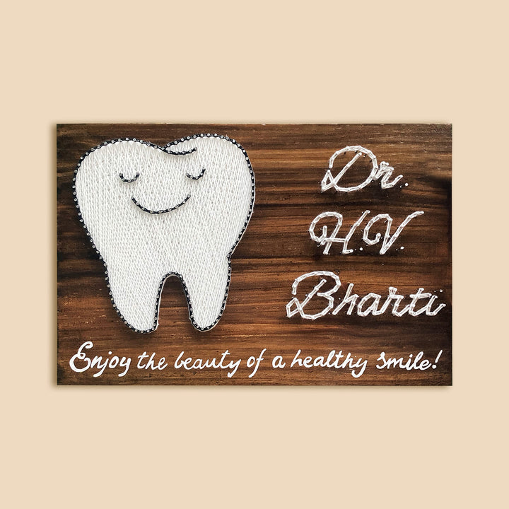 Tooth String Art Personalized Dentist Nameplate