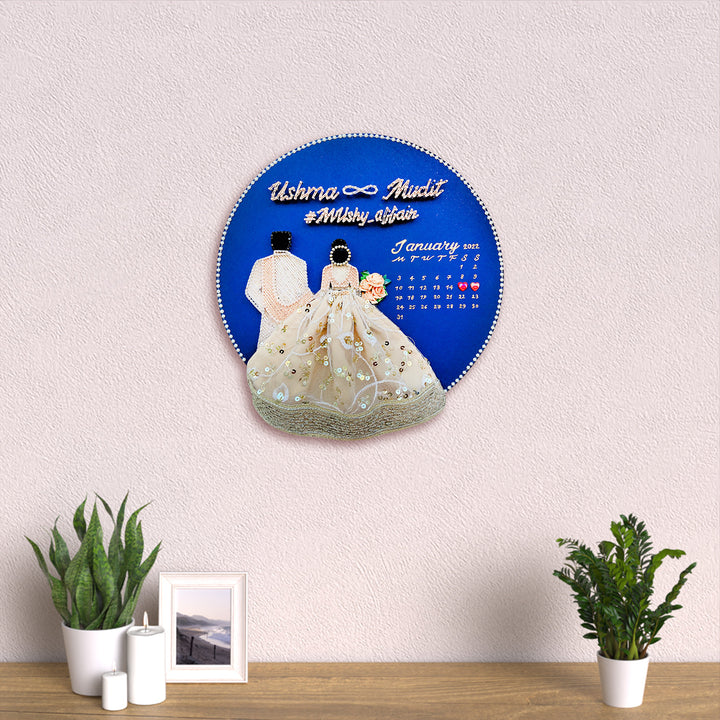 Personalized  Embroidered String Art Wedding Couple Hoop Nameplate