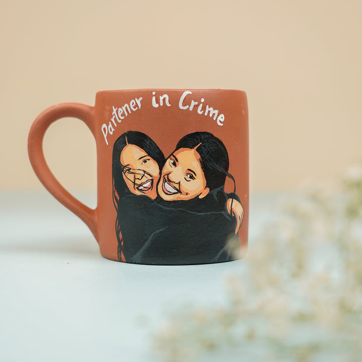 Photo Personalized Handmade Partner In Crime Rakhi Hamper Includes 1 Mug 2 Rakhi - Side View of Mug