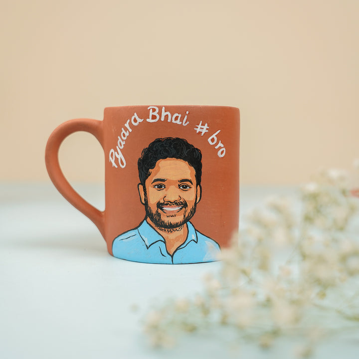 Photo Personalized Handmade Pyaara Bhai Theme Rakhi Hamper Includes 1 Mug 1 Rakhi - Side View Front Focus