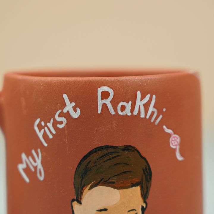 Photo Personalized Handmade My First Rakhi Hamper Includes 1 Mug 1 Rakhi - Close-up of Mug Text