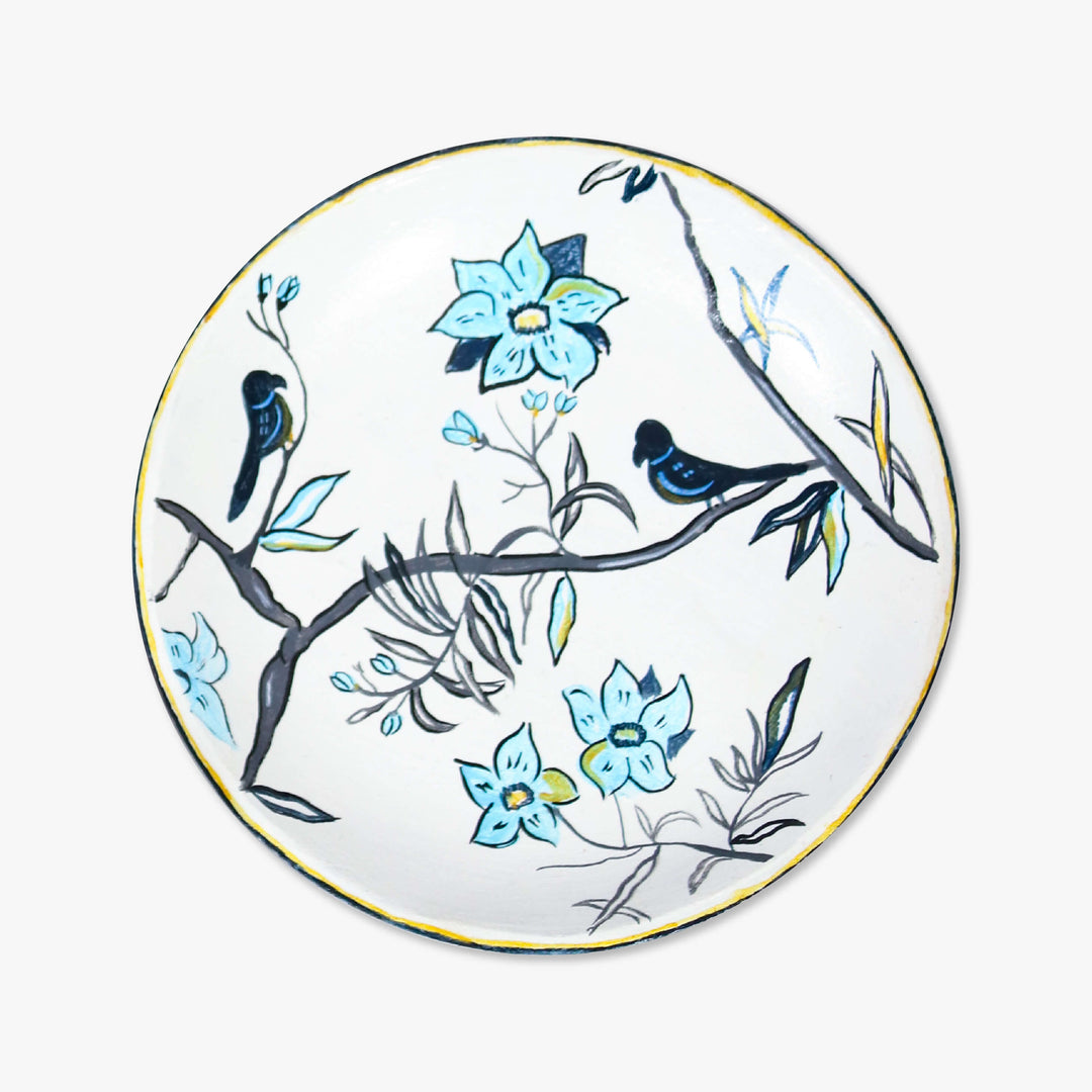 Handpainted Wooden Wall Plate With Floral Artwork - Set Of 3