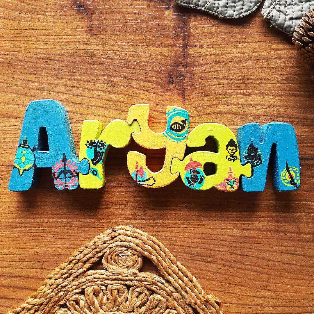 Hand Painted Wooden Jigsaw Name Blocks