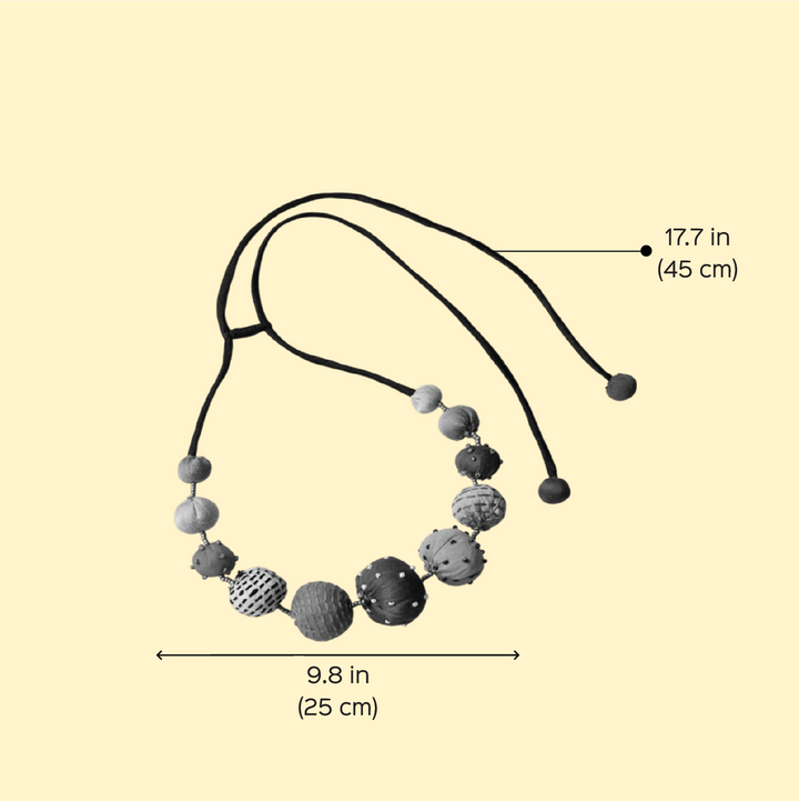 Handmade Textile Art Colorful Round Beads Dupion Silk Fabric Necklace