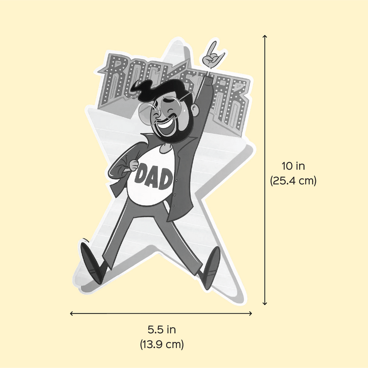 Printed "Rockstar Dad" MDF Table Decor With Foldable Stand