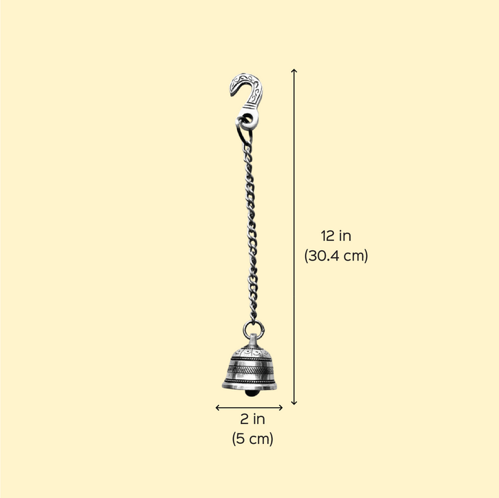 12 Inch | Antique Finish Metal Bell Hangings With Chain | Set Of 2