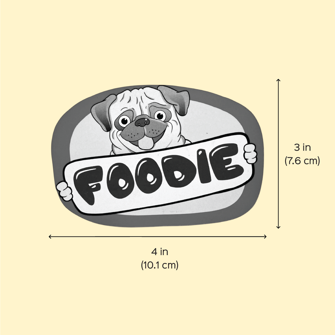 Printed Dog Theme "Foodie" MDF Wood Fridge Magnet