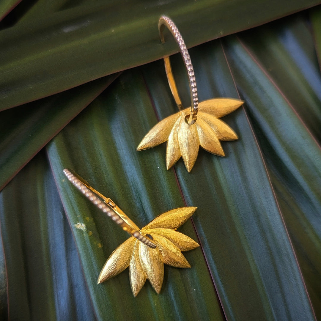 Handmade Astral Bloom 22k Gold Plated Silver Earrings