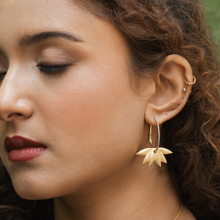 Handmade Astral Bloom 22k Gold Plated Silver Earrings
