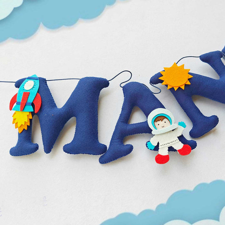 Handcrafted Personalized Astronaut Theme Felt Bunting