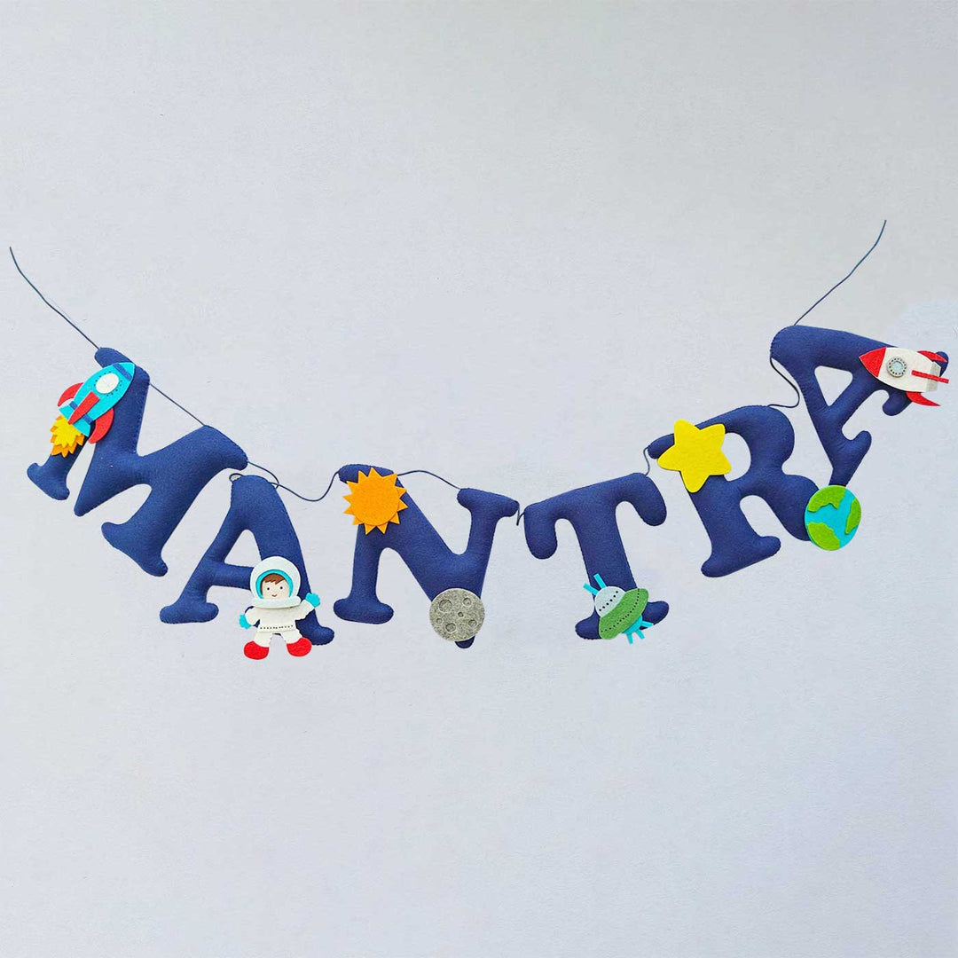 Handcrafted Personalized Astronaut Theme Felt Bunting 1 - Hanging Banner with Space Decorations
