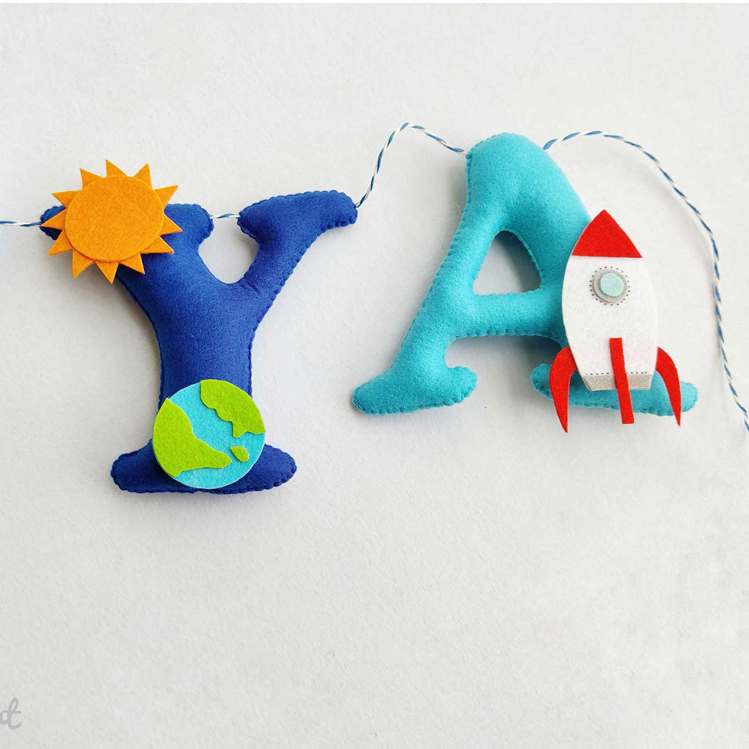 Handcrafted Personalized Astronaut Theme Felt Bunting